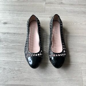 Taryn Rose Black Patent Leather Beatriz Flats Sz 8.5